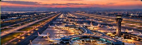 Airport aerial operations and taxiway network